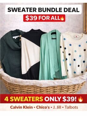 ✨ Calvin Klein + Chico’s + J. Jill + Talbots Sweater Bundle | 4 Pc Cozy Set